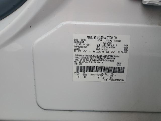 2LMPJ6LR1HBL12878 - 2017 LINCOLN MKX RESERVE Սպիտակ լուսանկար 13