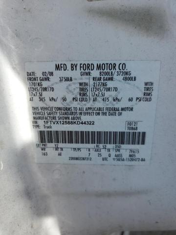 1FTVX12588KD44322 - 2008 FORD F150 Білий фото 13