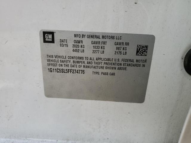 1G11C5SL5FF274776 - 2015 CHEVROLET MALIBU 1LT Ağ foto 12