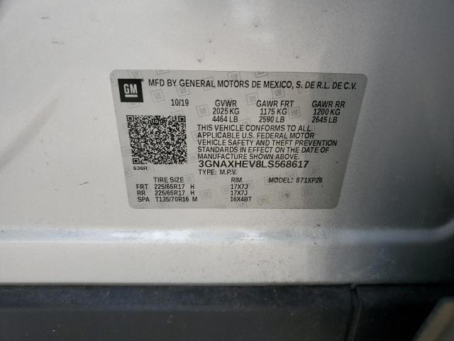 3GNAXHEV8LS568617 - 2020 CHEVROLET EQUINOX LS SILVER photo 13