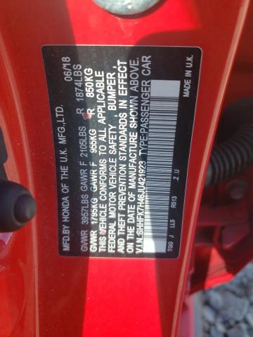 SHHFK7H46JU421923 - 2018 HONDA CIVIC SPORT 红色 照片 12
