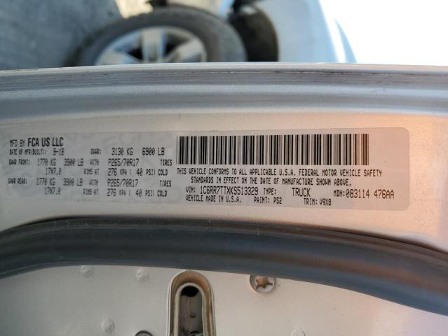 1C6RR7TTXKS513329 - 2019 RAM 1500 CLASS SLT ვერცხლისფერი ფოტო 12