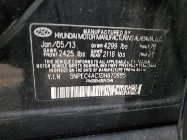 5NPEC4AC1DH670985 - 2013 HYUNDAI SONATA SE BLACK photo 12