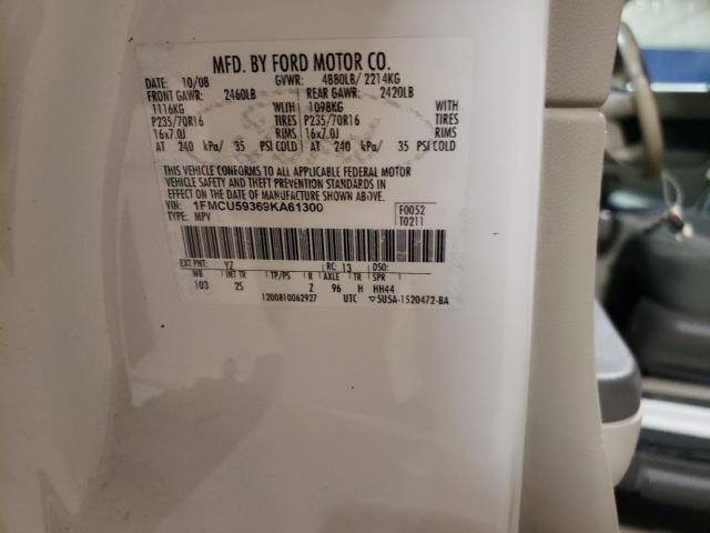 1FMCU59369KA61300 - 2009 FORD ESCAPE HYBRID WHITE photo 13