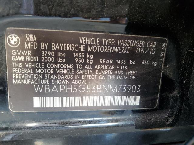 WBAPH5G53BNM73903 - 2011 BMW 328 I SULEV BLACK photo 12