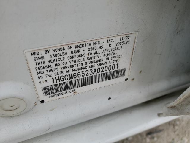 1HGCM66523A020001 - 2003 HONDA ACCORD EX WHITE photo 13