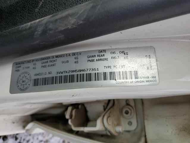 3VWTK29M58M677351 - 2008 VOLKSWAGEN CITY JETTA WHITE photo 12