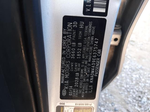 KNADM4A39E6375747 - 2014 KIA RIO LX GRAY photo 12