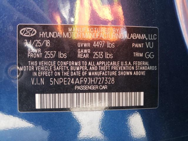 5NPE24AF9JH727328 - 2018 HYUNDAI SONATA SE BLUE photo 12