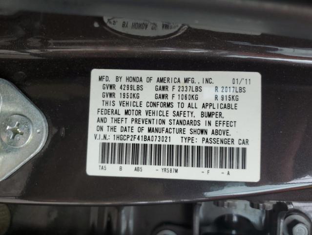 1HGCP2F41BA073021 - 2011 HONDA ACCORD LXP GRAY photo 12