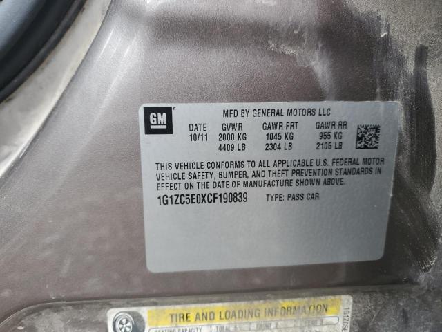 1G1ZC5E0XCF190839 - 2012 CHEVROLET MALIBU 1LT 金色 照片 12