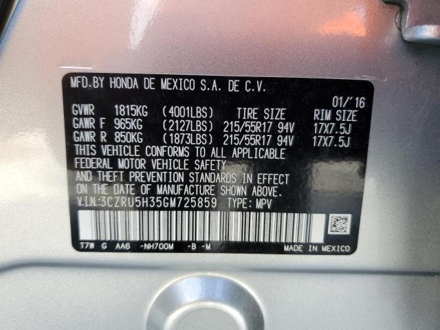 3CZRU5H35GM725859 - 2016 HONDA HR-V LX SILVER photo 13