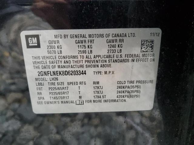 2GNFLNEK8D6203344 - 2013 CHEVROLET EQUINOX LT BLACK photo 13