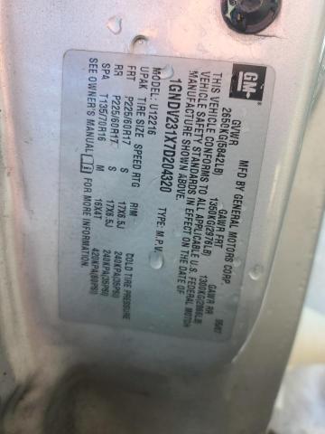 1GNDV231X7D204320 - 2007 CHEVROLET UPLANDER LS 银色 照片 13