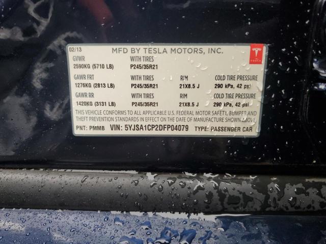 5YJSA1CP2DFP04079 - 2013 TESLA MODEL S ლურჯი ფოტო 12