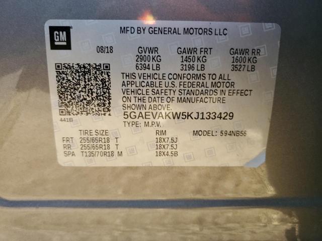 5GAEVAKW5KJ133429 - 2019 BUICK ENCLAVE ESSENCE GRAY photo 13