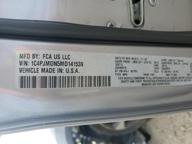 1C4PJMDN5MD141539 - 2021 JEEP CHEROKEE LIMITED SILVER photo 14