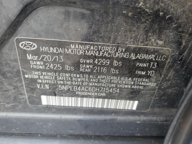 5NPEB4AC6DH715454 - 2013 HYUNDAI SONATA GLS BLUE photo 12