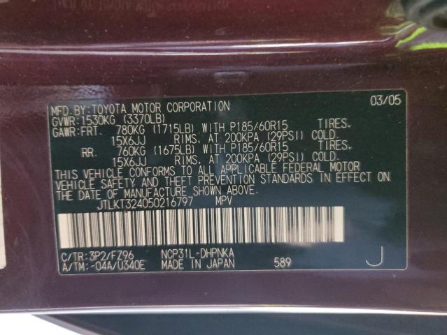 JTLKT324050216797 - 2005 TOYOTA SCION XB 勃艮第红 照片 12