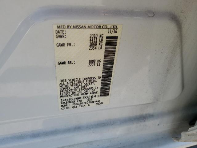 1N4BZ0CP6HC302643 - 2017 NISSAN LEAF S WHITE photo 12