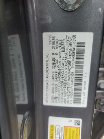 1HGCV1F11LA033559 - 2020 HONDA ACCORD LX CHARCOAL photo 12