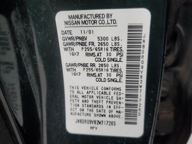 JN8DR09Y82W717265 - 2002 NISSAN PATHFINDER LE GREEN photo 13