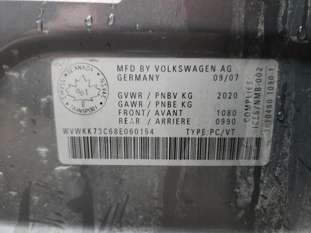 WVWKK73C68E060154 - 2008 VOLKSWAGEN PASSAT 2.0T GRAY photo 12