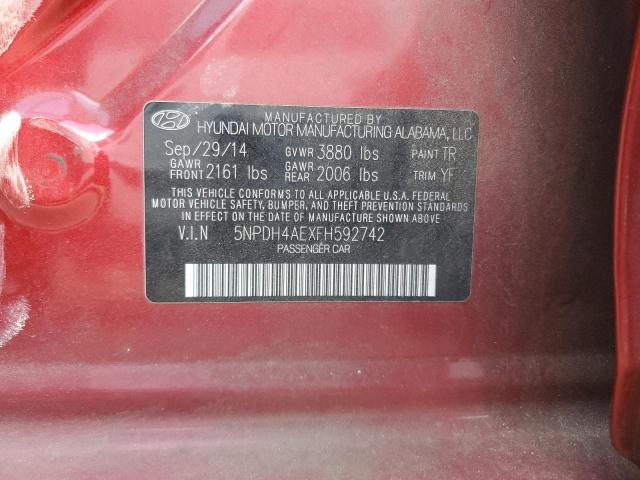 5NPDH4AEXFH592742 - 2015 HYUNDAI ELANTRA SE RED photo 13