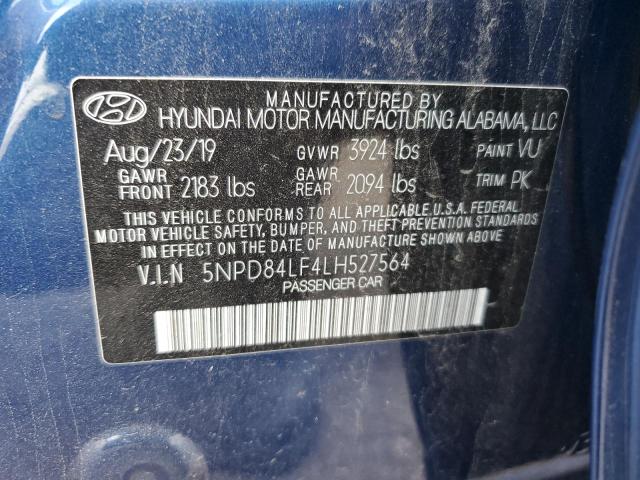 5NPD84LF4LH527564 - 2020 HYUNDAI ELANTRA SEL BLUE photo 12