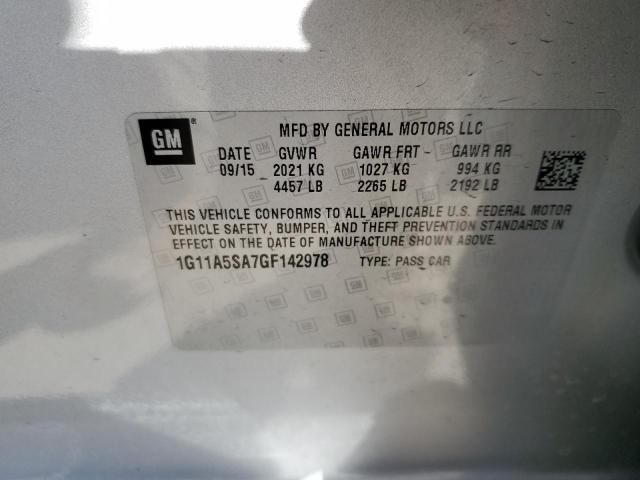 1G11A5SA7GF142978 - 2016 CHEVROLET MALIBU LIM LS SILVER photo 13