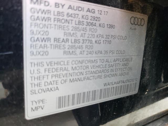 WA1LHAF74JD028212 - 2018 AUDI Q7 PREMIUM PLUS BLACK photo 13