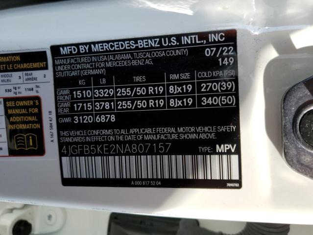 4JGFB5KE2NA807157 - 2022 MERCEDES-BENZ GLE 450 4MATIC WHITE photo 13