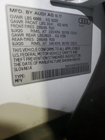 WA1VAAF76JD020447 - 2018 AUDI Q7 PRESTIGE თეთრი ფოტო 13