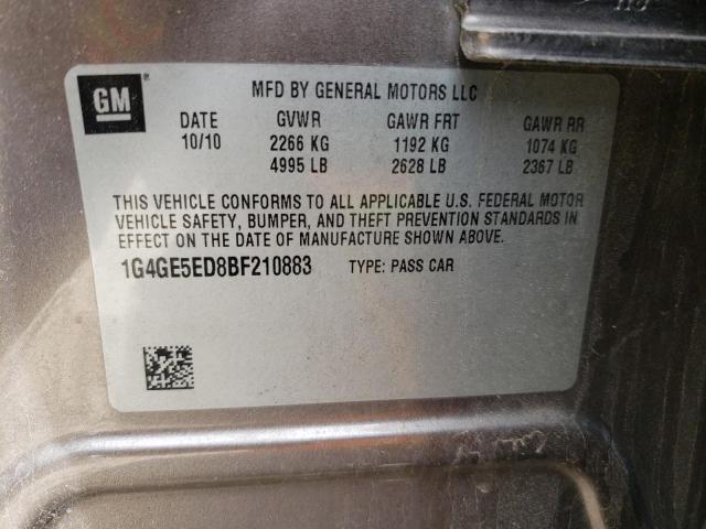 1G4GE5ED8BF210883 - 2011 BUICK LACROSSE CXS SILVER photo 12