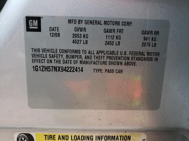 1G1ZH57NX94222414 - 2009 CHEVROLET MALIBU 1LT 银色 照片 12