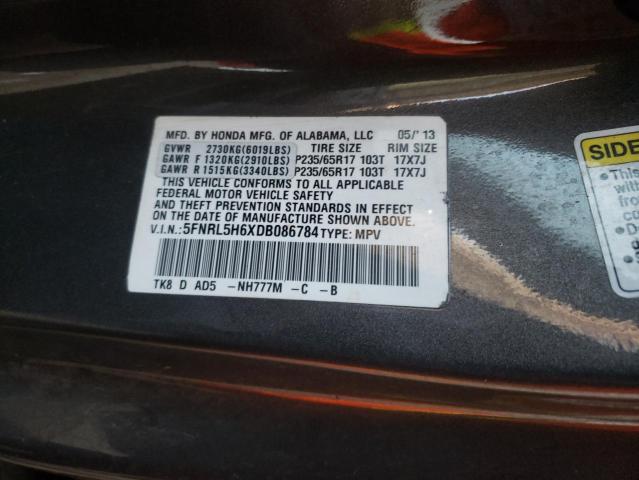 5FNRL5H6XDB086784 - 2013 HONDA ODYSSEY EXL Gris foto 13