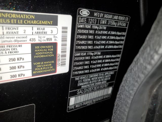 SALGV2EF3EA150767 - 2014 LAND ROVER RANGE ROVE AUTOBIOGRAPHY BLACK photo 13