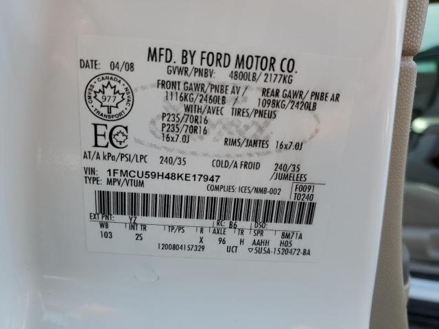 1FMCU59H48KE17947 - 2008 FORD ESCAPE HEV WHITE photo 13