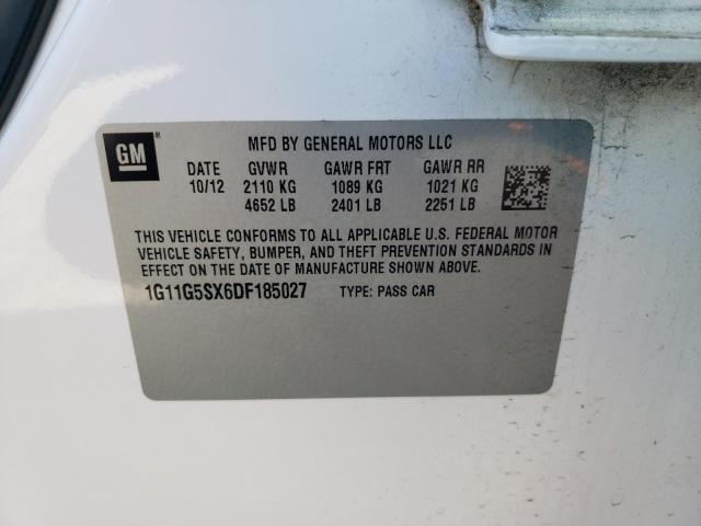 1G11G5SX6DF185027 - 2013 CHEVROLET MALIBU 3LT 白色 照片 13