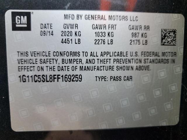 1G11C5SL8FF169259 - 2015 CHEVROLET MALIBU 1LT 石墨色 照片 12