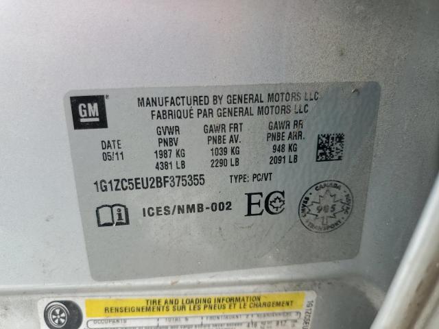 1G1ZC5EU2BF375355 - 2011 CHEVROLET MALIBU 1LT 银色 照片 12