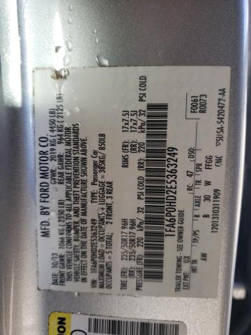 1FA6P0HD2E5363249 - 2014 FORD FUSION SE SILVER photo 13