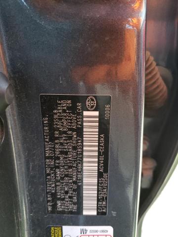 4T1BE46K77U185947 - 2007 TOYOTA CAMRY CE GRAY photo 12