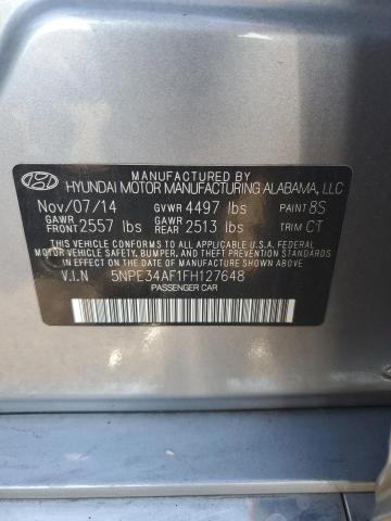 5NPE34AF1FH127648 - 2015 HYUNDAI SONATA SPORT SILVER photo 12