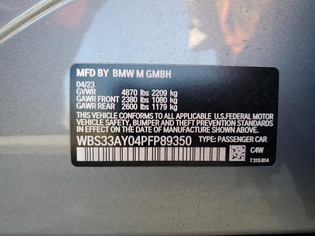 WBS33AY04PFP89350 - 2023 BMW M3 COMPETITION GRAY photo 13
