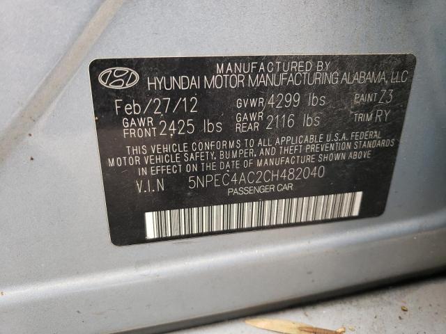 5NPEC4AC2CH482040 - 2012 HYUNDAI SONATA SE GRAY photo 12