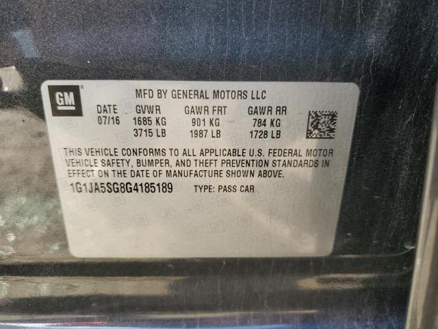 1G1JA5SG8G4185189 - 2016 CHEVROLET SONIC LS გრაფიტი ფოტო 12