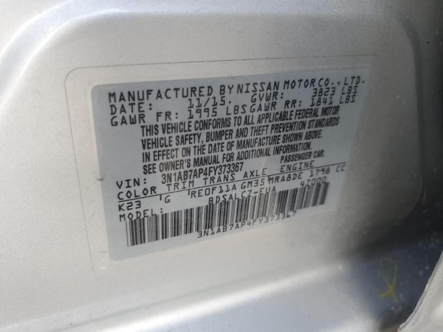 3N1AB7AP4FY373367 - 2015 NISSAN SENTRA S SILVER photo 12