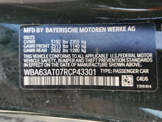 WBA63AT07RCP43301 - 2024 BMW M440XI GREEN photo 13