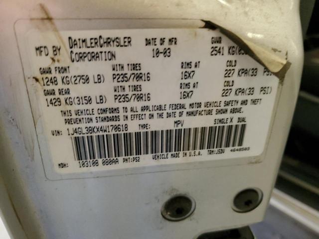 1J4GL38KX4W170618 - 2004 JEEP LIBERTY RENEGADE 银色 照片 13